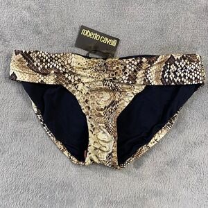 Roberto Cavalli Beachwear Snakeskin‎ Bikini Bottoms Gold Hardware S